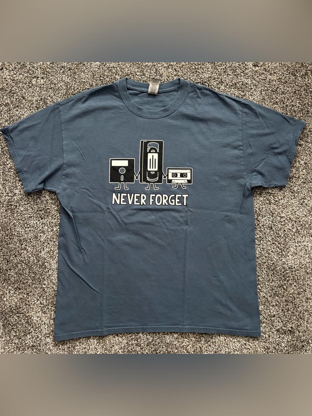 Never Forget, 80’s-90’s Graphic Tee - Blue
